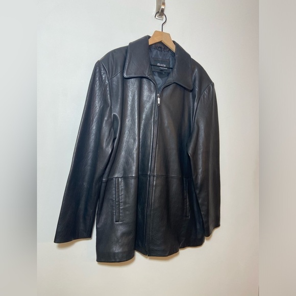 BASIX Jacob Stevens Men’s  Black Leather Jacket Size Large Zip Up - Picture 3 of 12